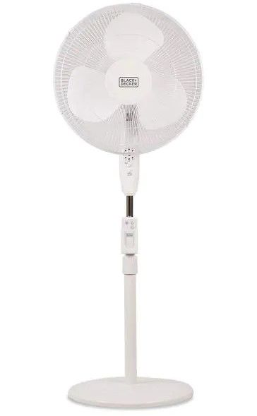 Photo 1 of 16 in. Stand Fan, Floor Fan- Remote, Round Base, White
