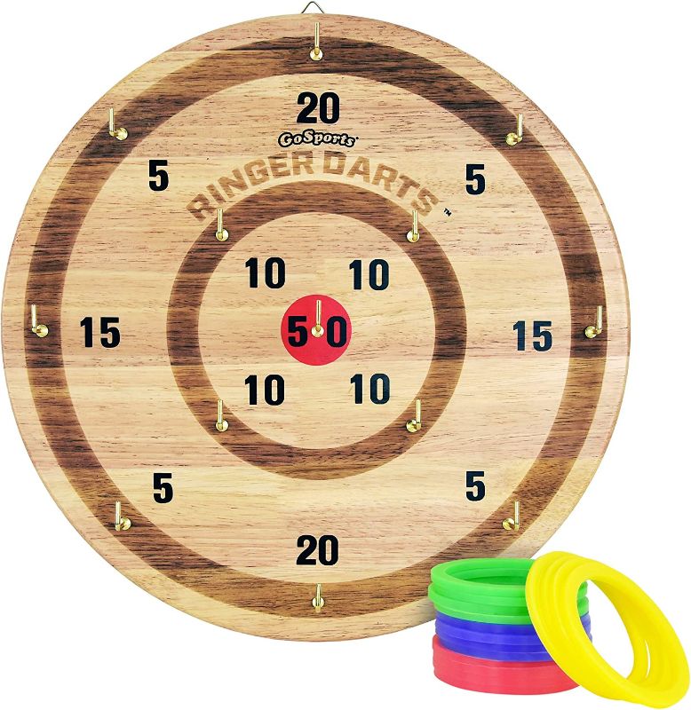 Photo 1 of GoSports Ringer Darts Toss Game - Indoor Outdoor Hook Ring Toss Set for Kids & Adults, Natural
