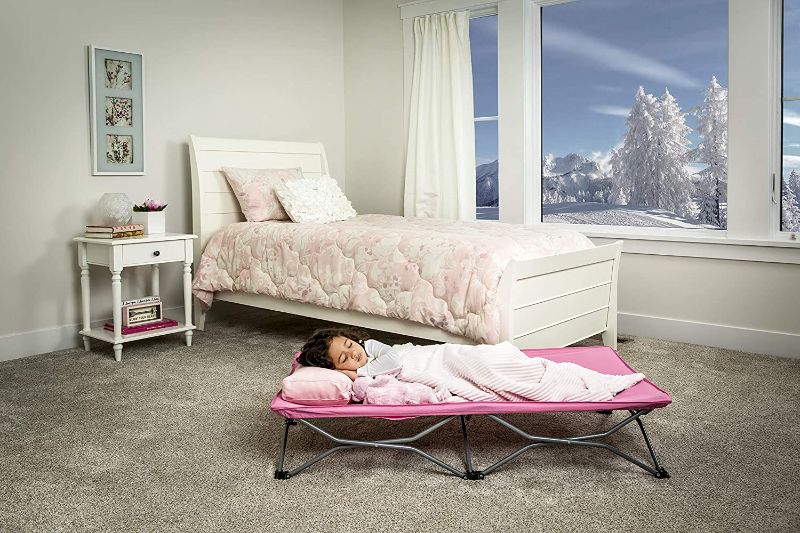 Photo 1 of Regalo My Cot Portable Toddler Bed, Includes Fitted Sheet, Pink
