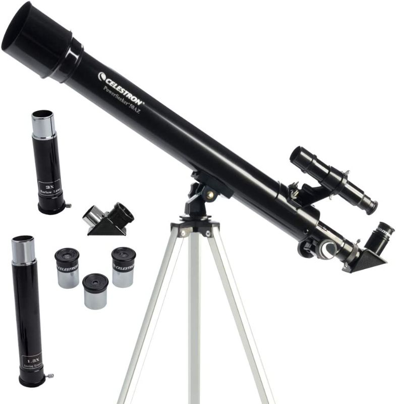 Photo 1 of 
Celestron - PowerSeeker 50AZ Telescope - Manual Alt-Azimuth Telescope for Beginners - Compact and Portable - BONUS Astronomy Software Package - 50mm Aperture