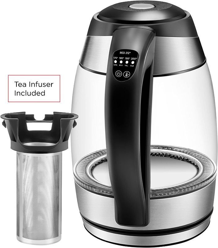 Photo 1 of Chefman Electric Kettle w/ Temperature Control, No. 1 Kettle Manufacturer in U.S., Removable Tea Infuser, 5 Presets, LED Indicator Lights, 360° Swivel Base, BPA Free, Stainless Steel, 1.8 Liters