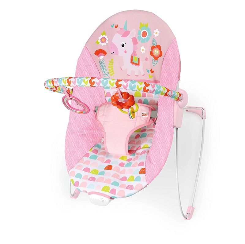 Photo 1 of Bright Starts Fanciful Fantasy Unicorn 3-Point Harness Vibrating Baby Bouncer with -Toy bar