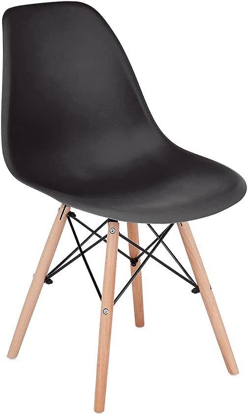 Photo 1 of CangLong Modern Mid-Century Shell Lounge Plastic DSW Side Dining-Chairs, Set of 1, Black