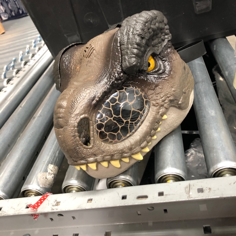 Photo 3 of ?Jurassic World Dominion Tyrannosaurus Rex Chomp N Roar Mask, Costume Dinosaur Toy with Multi-Level Motion and Roar Sounds