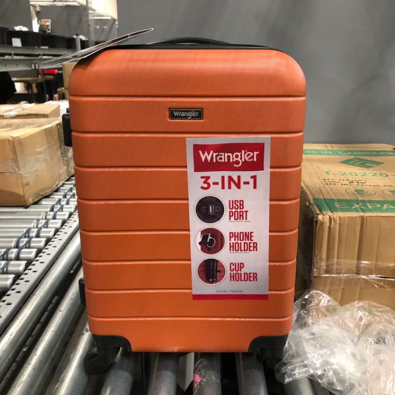 Photo 2 of Wrangler Smart Luggage Set with Cup Holder and USB Port, Burnt Orange, 20-Inch Carry-On