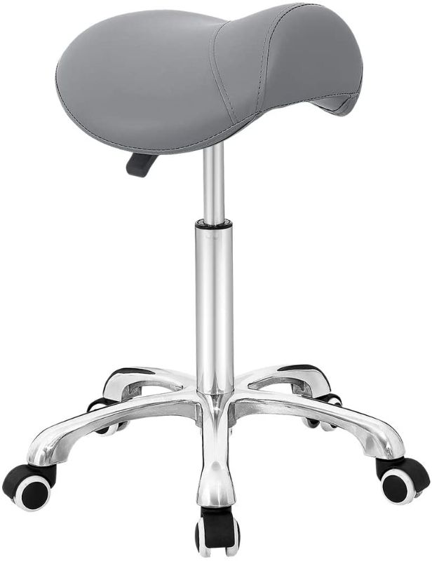 Photo 1 of Saddle Stool Rolling Chair for Office Massage Salon Kitchen Spa Drafting,Adjustable Hydraulic with Wheels (Grey)
