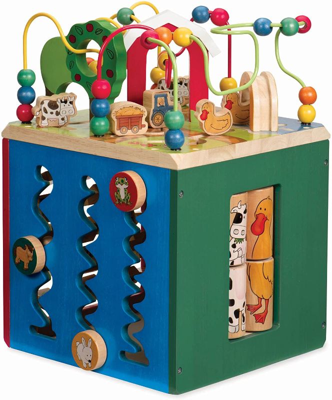 Photo 1 of (Major Damage - Parts Only) Battat – Wooden Activity Cube – Discover Farm Animals Activity Center