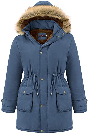 Photo 1 of Hanna Nikole Womens Hooded Fleece Lined Coats Parkas Faux Fur Jackets with Pockets
