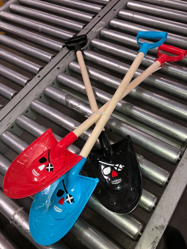 Photo 2 of Bo-Toys 30" Kids Pirate Beach Sand Shovels , Wooden , Heavy Duty , with Plastic Handle - Set of 3
