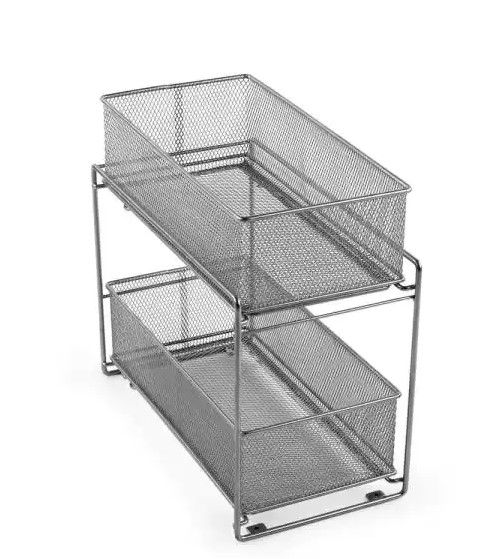 Photo 1 of Design Ideas MeshWorks Silver Metal Cabinet Basket Organizer