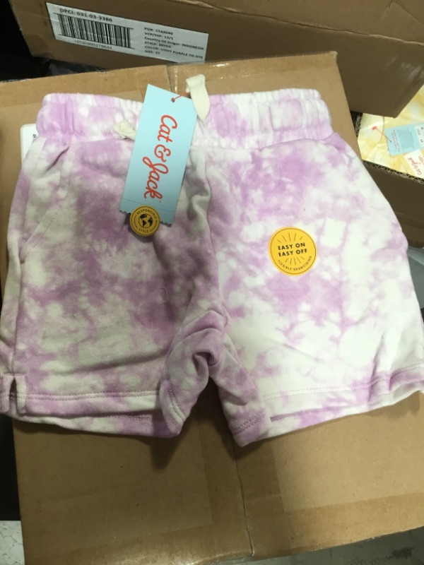Photo 1 of *** WHOLE CASE OF 12*** 
Toddler Shorter-Length Knit Shorts - Cat & Jack™ Light Purple Tie Dye SIZE  5T

