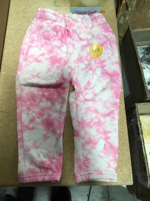 Photo 2 of *** WHOLE CASE OF 12*** 
Toddler Jogger Pants - Cat & Jack™ Bright Pink Tie Dye SIZE 2T 
