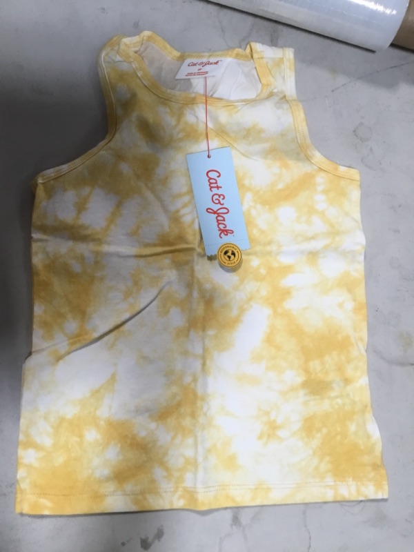 Photo 3 of *** WHOLE CASE OF 12*** 
Toddler Tank Top - Cat & Jack™ Mustard Tie Dye SIZE 3T

