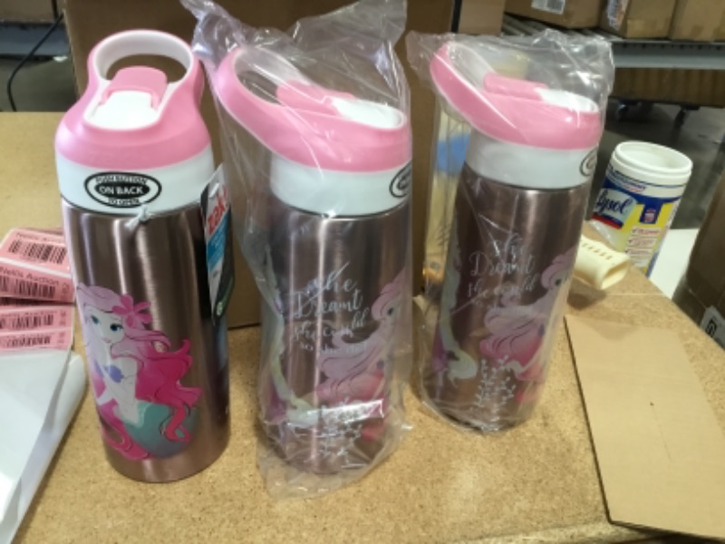 Photo 3 of *** WHOLE CASE OF 18*** 
Disney Princess 19oz Stainless Steel Water Bottle Pink/Black - Zak Designs
