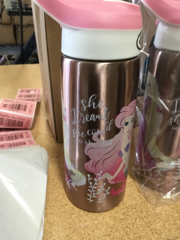 Photo 4 of *** WHOLE CASE OF 18*** 
Disney Princess 19oz Stainless Steel Water Bottle Pink/Black - Zak Designs
