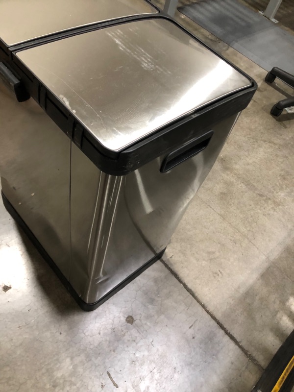 Photo 7 of (MINOR DAMAGE)iTouchless SoftStep 16 Gallon Step Trash Can & Recycle Bin with Activated Carbon Filter Deodorizers, Stainless Steel, 2 x 8 Gallon (30L) Removable Color-Coded Buckets, Soft Close and Airtight Seal
