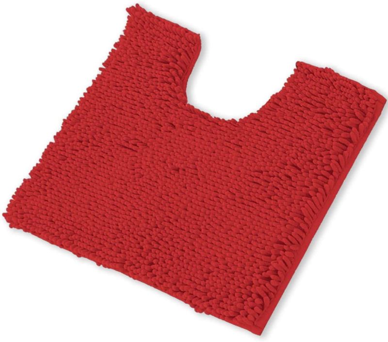 Photo 1 of  Bath Mat-Extra-Soft Plush Bath Shower Bathroom Rug,1'' Chenille Microfiber Material, Super Absorbent Shaggy Bath Rug. Machine Wash & Dry (20 x 20, Red)