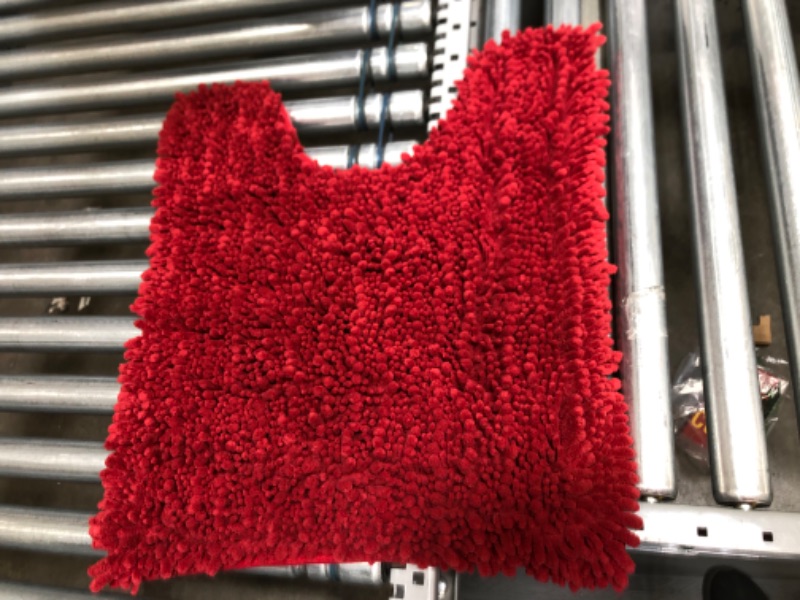 Photo 3 of  Bath Mat-Extra-Soft Plush Bath Shower Bathroom Rug,1'' Chenille Microfiber Material, Super Absorbent Shaggy Bath Rug. Machine Wash & Dry (20 x 20, Red)