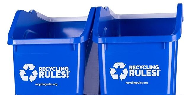 Photo 1 of 2 Pack of Bins - Blue Stackable Recycling Bin Container, with Handle 4 Gallons