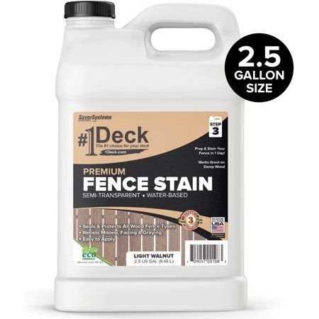 Photo 1 of #1 Deck Premium Wood Fence Stain and Sealer - Semi-Transparent Fence Sealer - Light Walnut 2.5 Gallon
