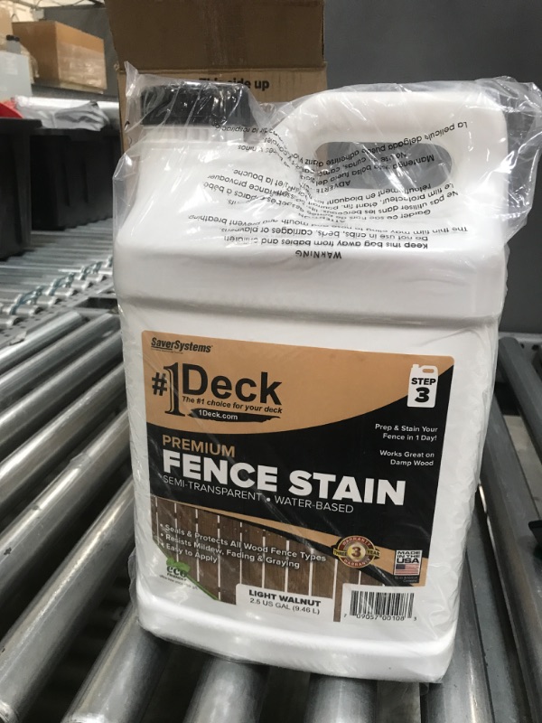 Photo 2 of #1 Deck Premium Wood Fence Stain and Sealer - Semi-Transparent Fence Sealer - Light Walnut 2.5 Gallon
