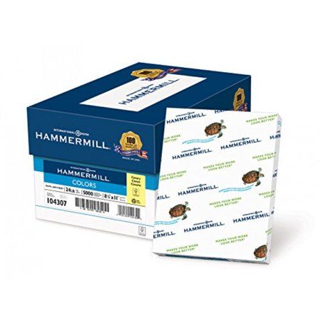 Photo 1 of Hammermill Paper Colors Canary 24lb 8.5 X 11 Letter 5000 Sheets / 10 Ream Case (104307C) Made in the USA
