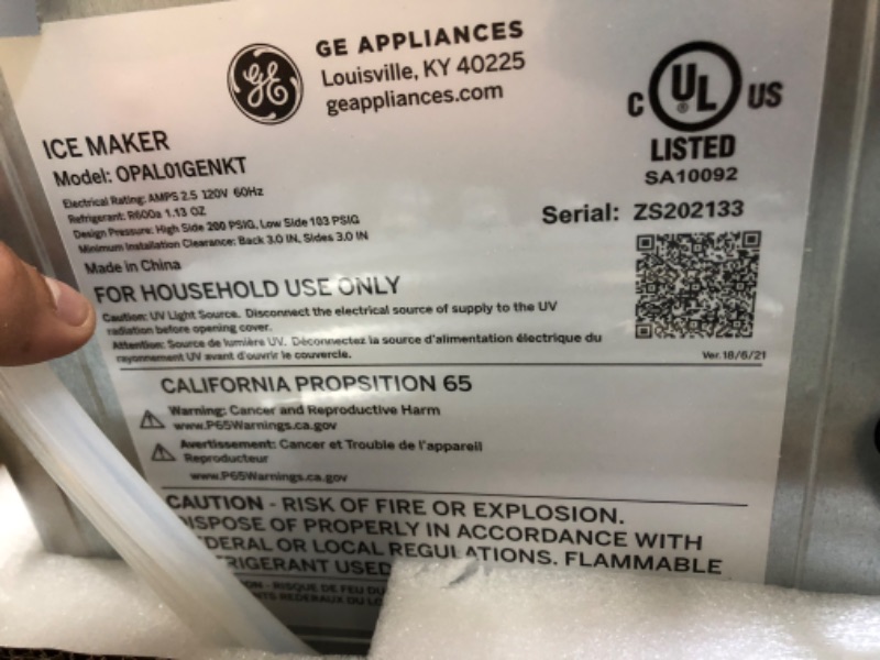 Photo 2 of GE Profile Opal | Countertop Nugget Ice Maker with Side Tank | Portable Ice Machine Makes up to 24 Lbs. of Ice per Day | Stainless Steel Finish
