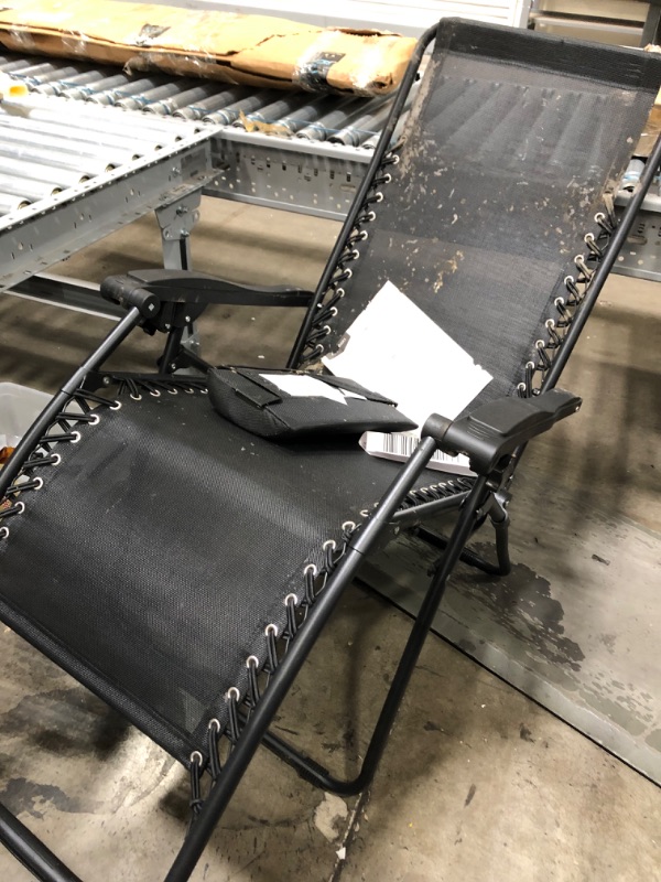 Photo 7 of (DIRTY)Amazon Basics Outdoor Textilene Adjustable Zero Gravity Folding Reclining Lounge Chair with Pillow, Black
