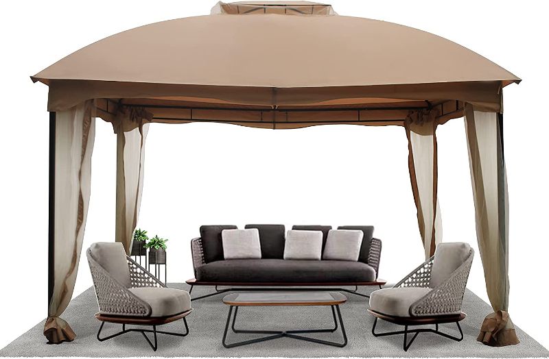 Photo 1 of (Incomplete - Missing Components) DikaSun Outdoor Gazebo for Patio 10x13 Backyard Gazebos with Mosquito Netting?Beige?
