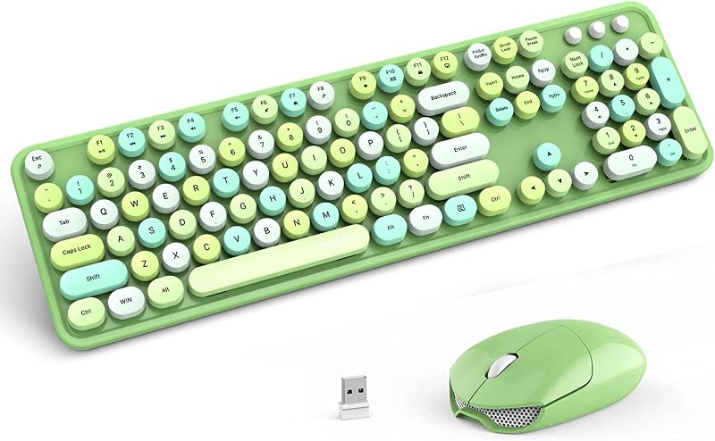 Photo 1 of MOFii Wireless Keyboard and Mouse Set, Colorful Full Size Typewriter Keyboard Wireless with Number Pad and Sport Car Mouse 