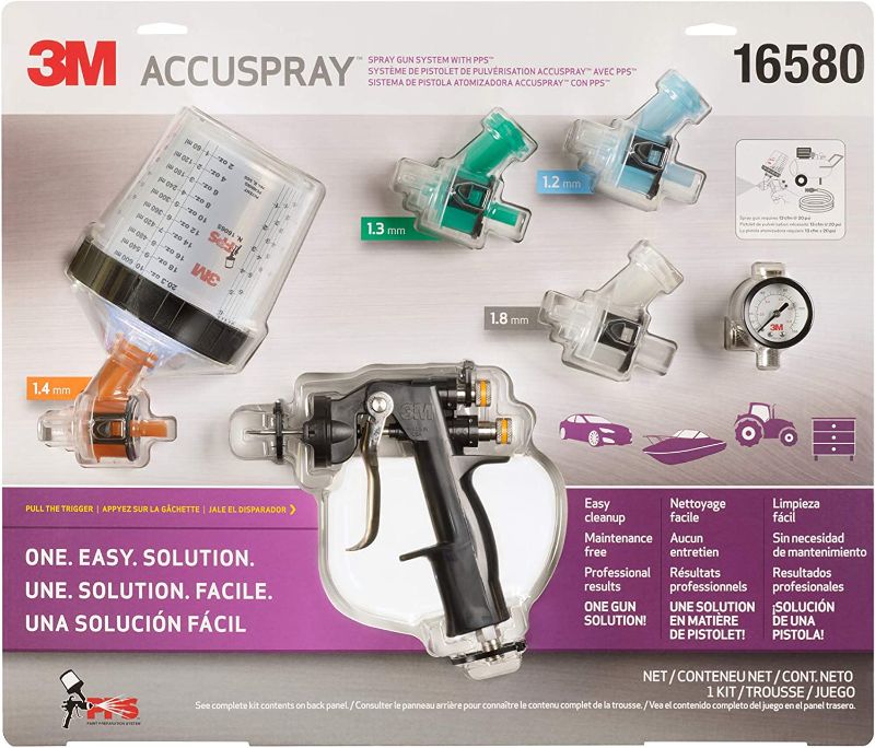 Photo 1 of 3M  16580 Accuspray Paint Spray Gun System with Original PPS, Standard, 22 Ounces, 4 Nozzles