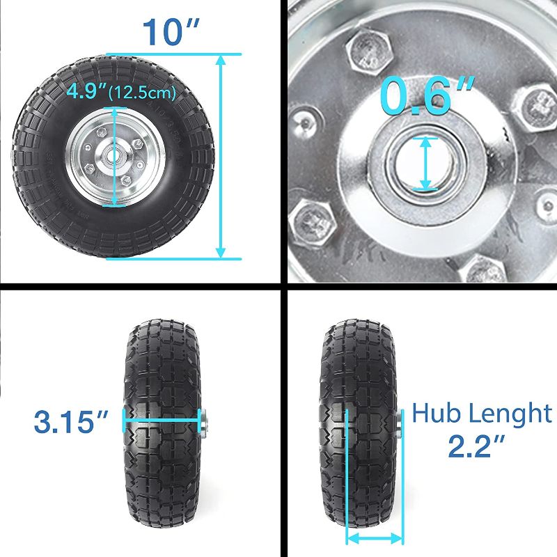 Photo 1 of 
(3-Pack) AR-PRO 10-Inch Solid Rubber Tires and Wheels - Replacement 4.10/3.50-4” Tires and Wheels with 5/8” Axle Bore Hole, 1 3/4” Offset Hub