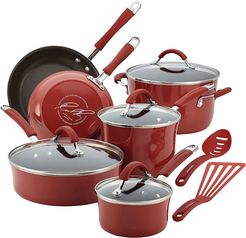 Photo 1 of 
Rachael Ray Cucina Nonstick Cookware Pots and Pans Set, 12 Piece, Cranberry Red