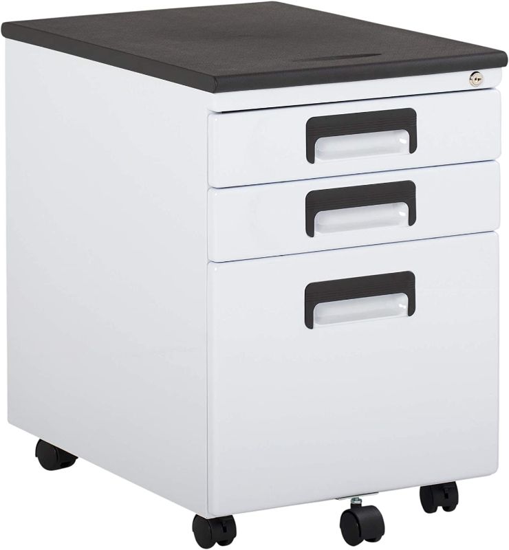 Photo 1 of 3 Drawer Metal Rolling File Cabinet with Locking Drawers