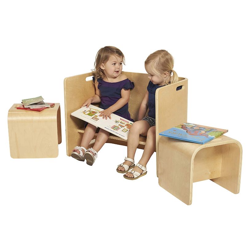 Photo 1 of ECR4Kids - ELR-22202 Natural Bentwood Multipurpose Kids Wooden Chair Set (3-Piece) TABLE, Small