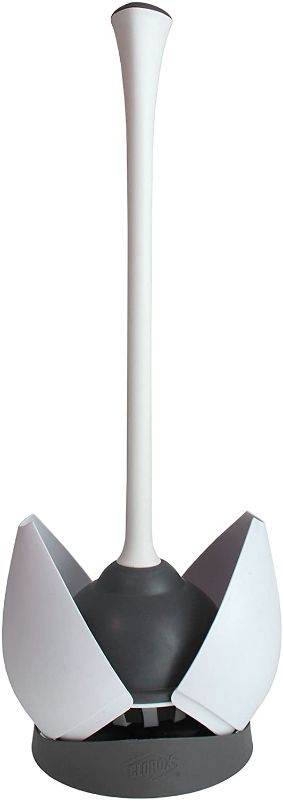 Photo 2 of Clorox 620027 Toilet Plunger and Hideaway Caddy Bathroom Combo, Base, White/Grey