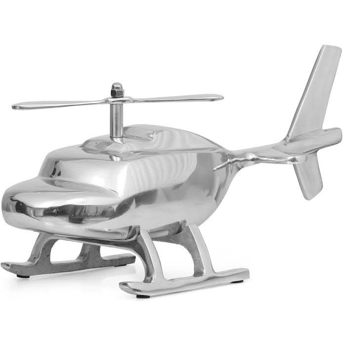 Photo 1 of Bucyrus Handcrafted Aluminum Helicopter Decor, Silver