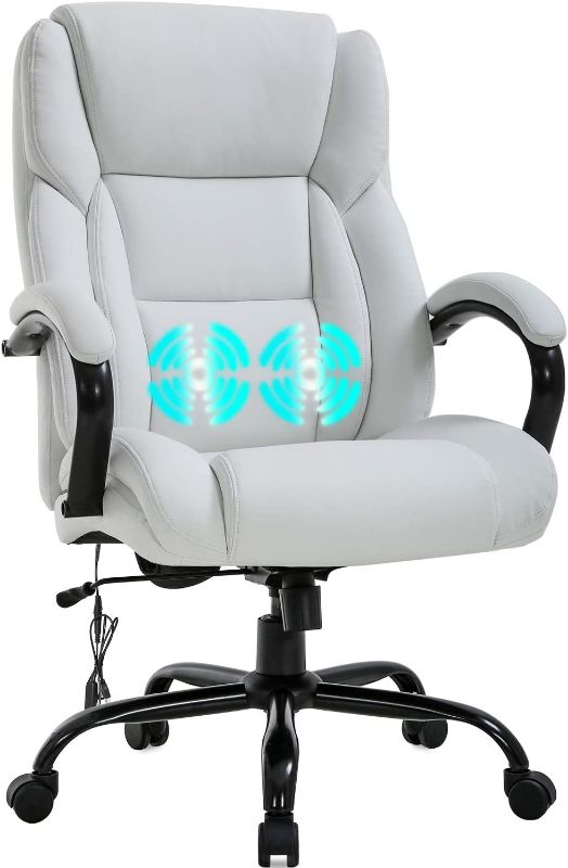 Photo 1 of Office Chair Desk Chair Computer Chair with Lumbar Support Headrest Armrest Swivel Rolling PU Leather Task Big and Tall 500lb Wide Seat Massage Ergonomic Chair Adjustable for Adults Women(White)
