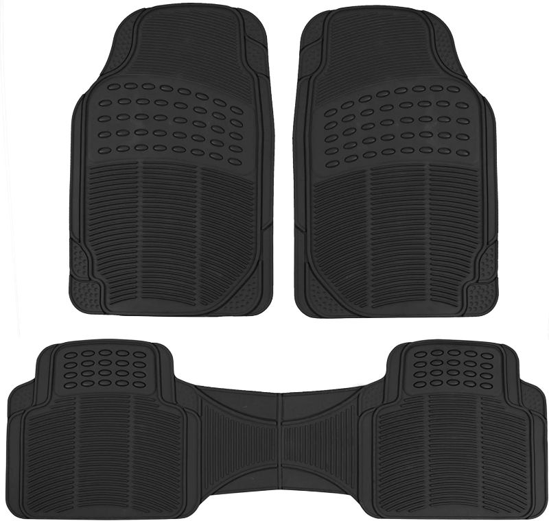 Photo 1 of BDK Original ProLiner 3 Piece Heavy Duty Front & Rear Rubber Floor Mats for Car SUV Van & Truck, Black - All Weather Floor Protection Fits Most Vehicles
