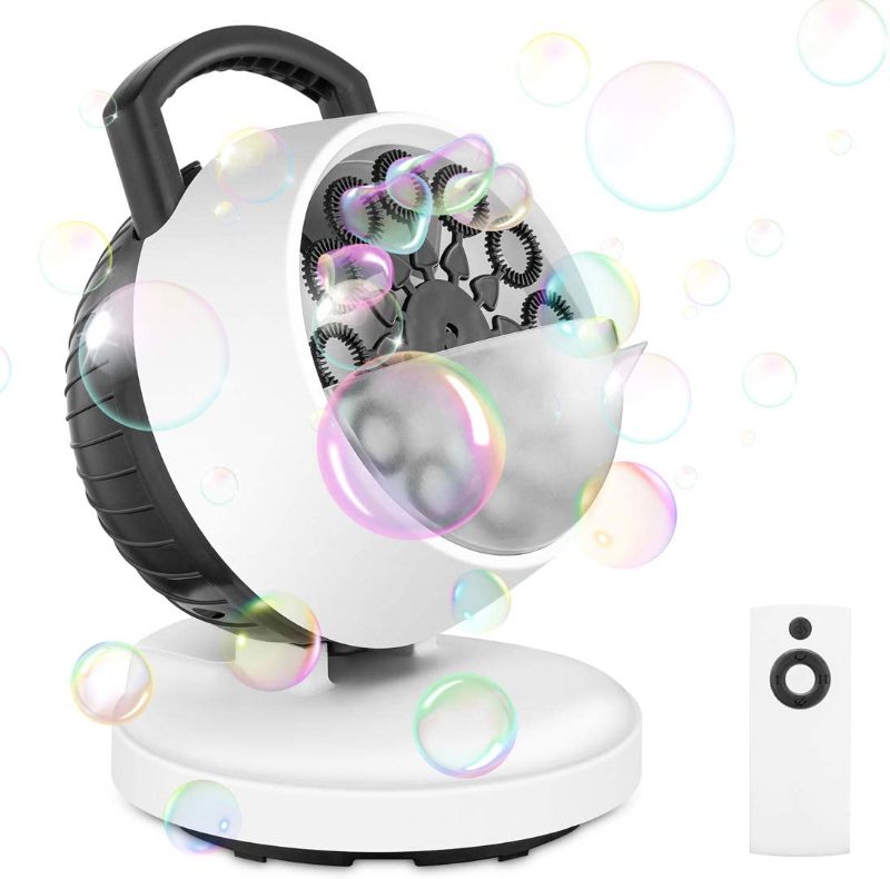 Photo 1 of Easife Bubble Machine for Parties Kids Portable Professional Automatic Rechargeable Bubble Blower Machine with Remote Adjusted Direction&Oscillation Powered by plug in/Battery Operated Outdoor&Indoor
