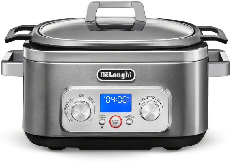 Photo 1 of De'Longhi Livenza 7-in-1 Multi-Cooker Programmable SlowCooker, Bake, Brown, Saute, Rice, Steamer & Warmer, Easy to Use and Clean, Nonstick Dishwasher Safe Pot, (6-Quart), Stainless Steel
