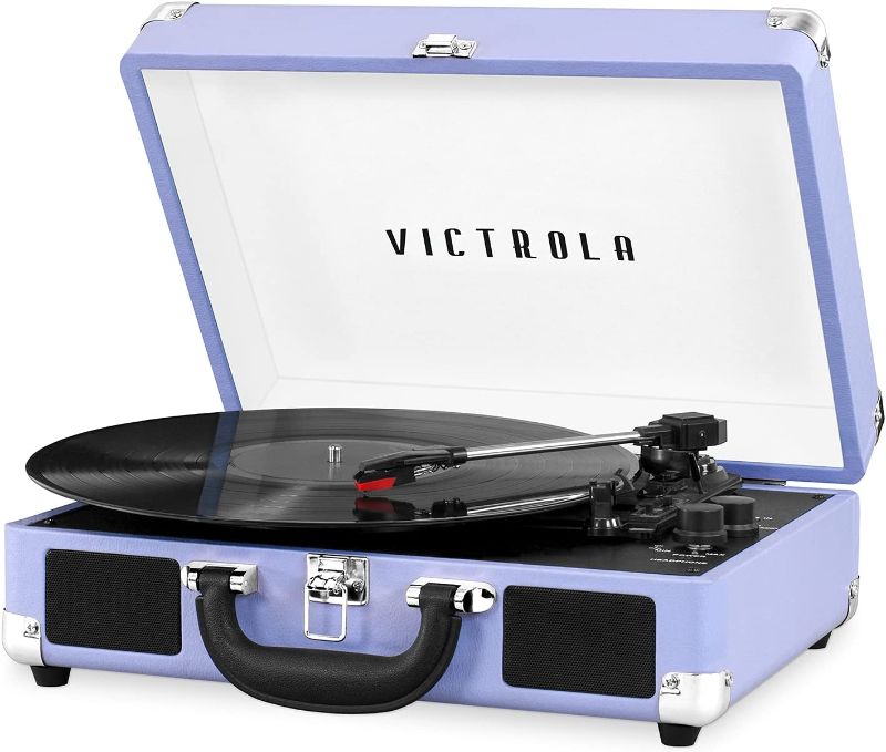 Photo 1 of Victrola Vintage 3-Speed Bluetooth Portable Suitcase Record Player with Built-in Speakers | Upgraded Turntable Audio Sound| Includes Extra Stylus | Lavender (VSC-550BT-LVG)
