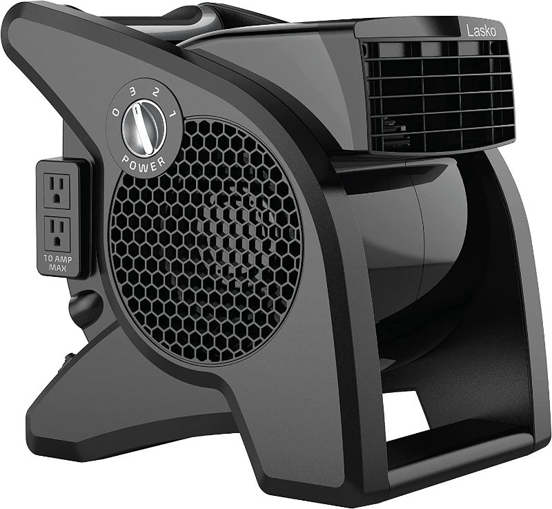 Photo 1 of (Major Damage - Parts Only) Lasko High Velocity Pro-Performance Pivoting Utility Fan for Cooling, Ventilating, Exhausting and Drying at Home, Job Site and Work Shop, Black Grey U15617
