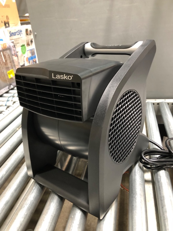 Photo 2 of (Major Damage - Parts Only) Lasko High Velocity Pro-Performance Pivoting Utility Fan for Cooling, Ventilating, Exhausting and Drying at Home, Job Site and Work Shop, Black Grey U15617
