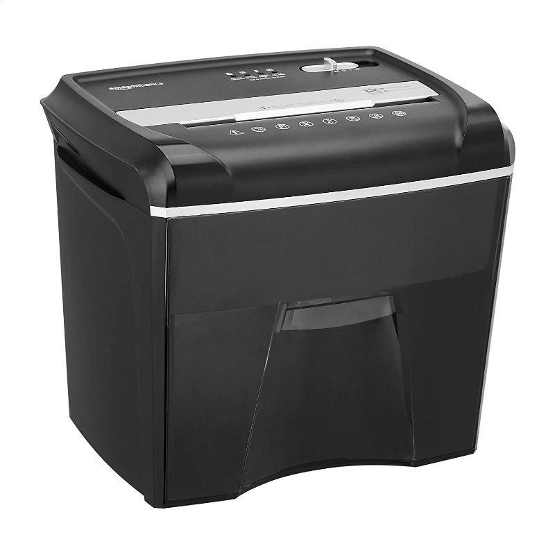 Photo 1 of Amazon Basics 12-Sheet Cross-Cut Junk Mail, CD, and Credit Card Shredder with Pullout Basket