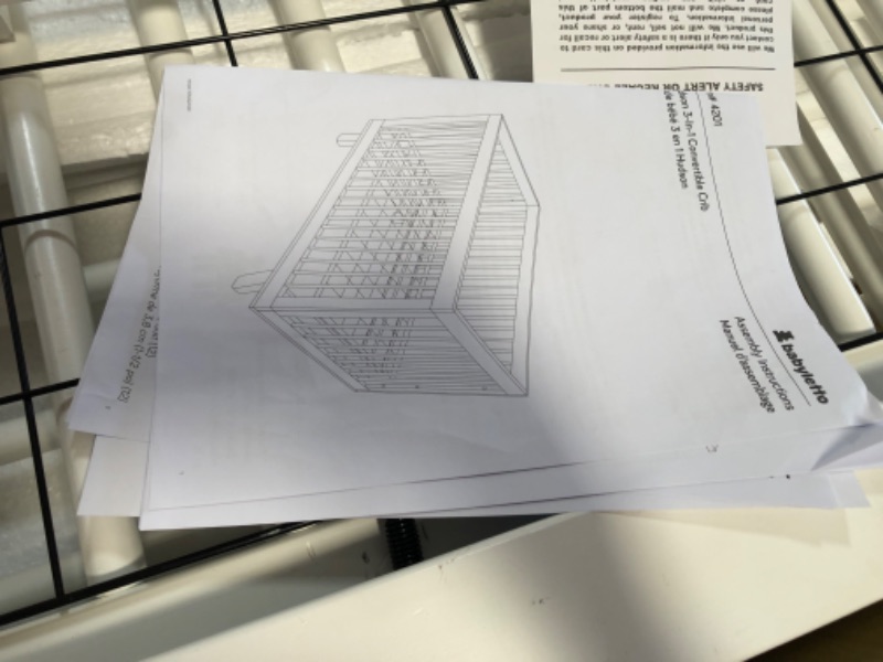Photo 4 of (MISSING RAILS/CONVERSION KIT; FOUND LOOSE HARDWARE BOTTOM OF PACKAGE; SCRATCH/DENT DAMAGES)
Babyletto Hudson 3-in-1 Convertible Crib with Toddler Bed Conversion Kit in White, Greenguard Gold Certified , 53.75x29.75x35 Inch (Pack of 1)

