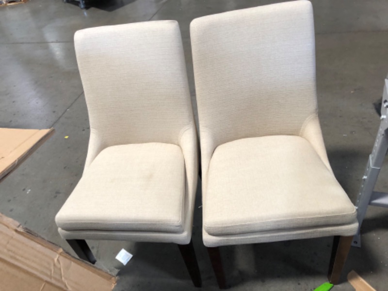 Photo 2 of (CRACKED LEG; DIRTY MATERIAL)
Amazon Brand – Stone & Beam Alaina Upholstered Dining Room Kitchen Chairs, 20"W, Set of 2, Hemp