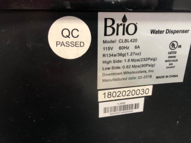 Photo 7 of (DENTED/DAMAGED SHELL; DAMAGED DOOR SIDE; MISSING TRAY TOP)
Brio Bottom Loading Cooler Water Dispenser Essential Series