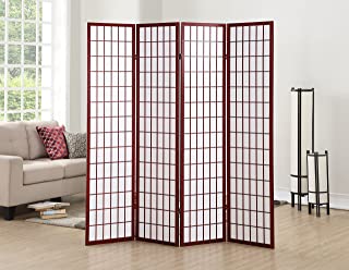 Photo 1 of (DAMAGED INNER FRAME)
Roundhill Furniture 4 Panel Oriental Shoji Screen Room Divider, Cherry