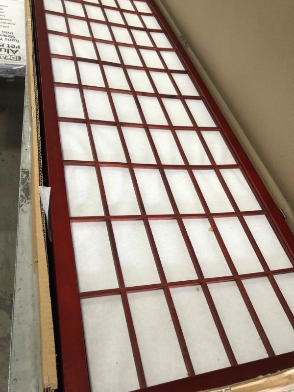 Photo 1 of (DAMAGED INNER FRAME)
Roundhill Furniture 4 Panel Oriental Shoji Screen Room Divider, Cherry